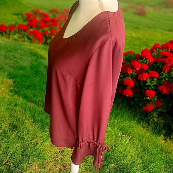NWOT J. Crew Factory Mercantile Burgundy Red ‘Bow-Sleeve’ Top Size 4 - Picture 10 of 14